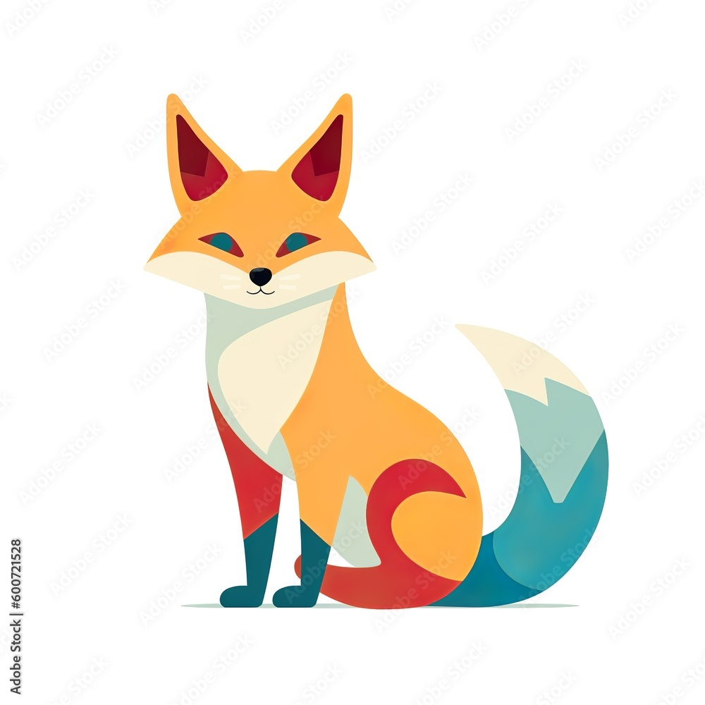 Obraz premium Simple and minimalistic red fox illustration , Generative AI