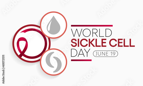 World Sickle cell day is observed every year on June 19, it is an inherited red blood cell disorder in which there are not enough healthy cells to carry oxygen throughout the body. Vector illustration