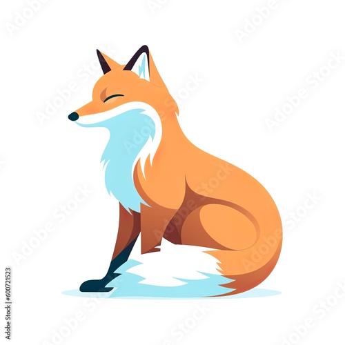Simple and minimalistic red fox illustration , Generative AI