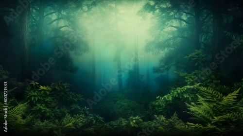 Scary and foggy forest background with empty space  Generative AI
