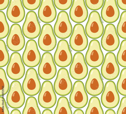 Seamless pattern with avocado. Vector illustration for your design.