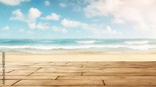 Sandy beach vacation themed background  with empty copy space  Generative AI