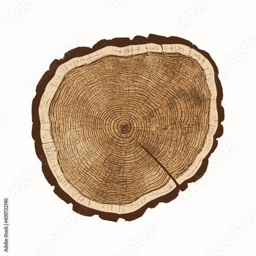 Log cut, tree rings pattern, vector illustration