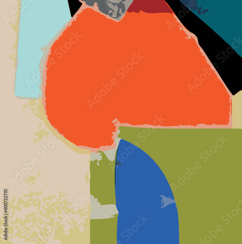 Illustration Art Abstrait Contemporain Moderne Peinture Tableau Géométrique Multicolore Plan Architecture Carte Collage Expression