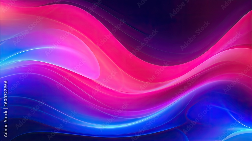 An abstract pink-blue neon background with glowing wave lines. Generative AI An abstract pink-blue neon background with glowing wave lines. Generative AI