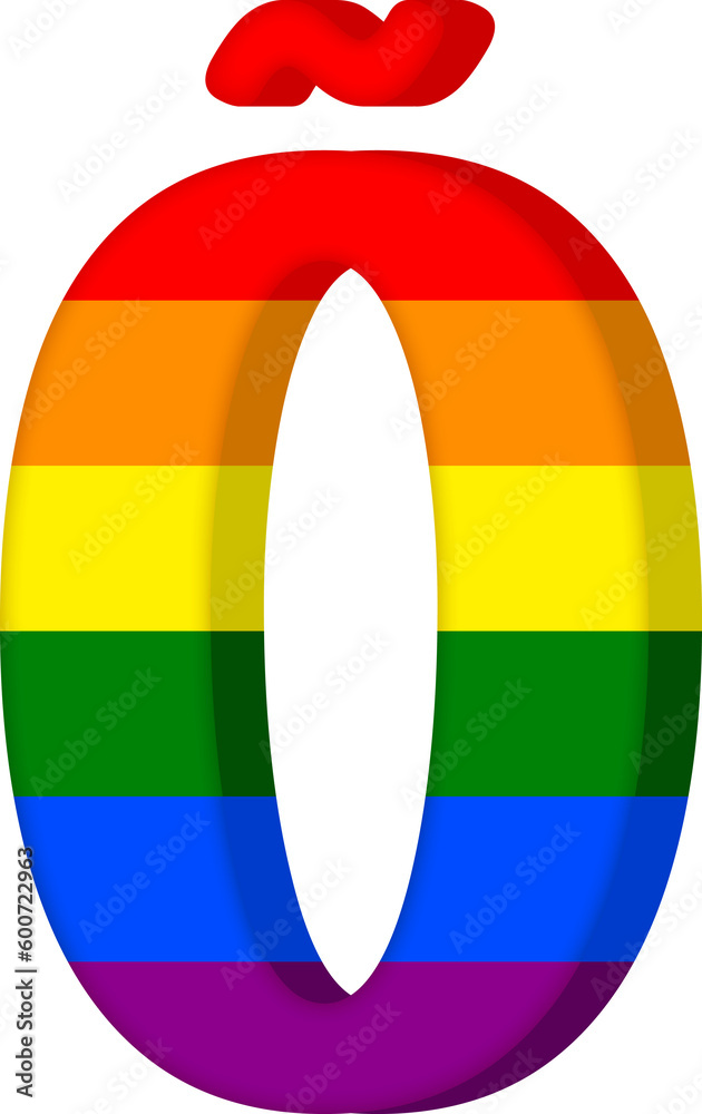 Õ letter with Pride LGBTQ+ flag pattern