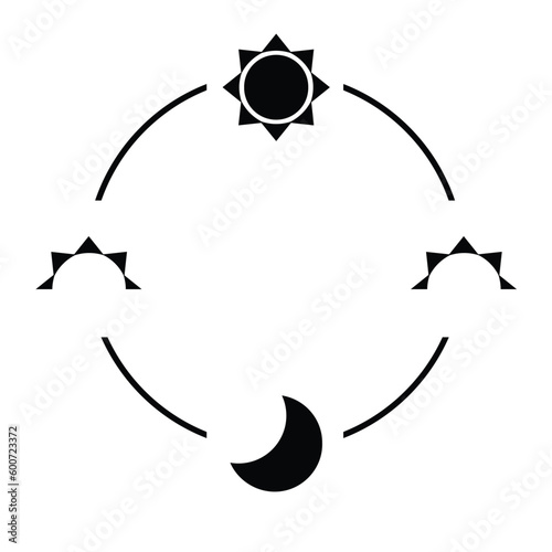 Sun day. Sunset, sun, moon icon concept stock illustration