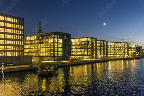 Photography Financial district at night in Copenhagen, Denmark