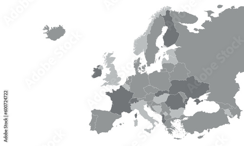 Europe map isolated on a white background. Europe map. High detailed. Vector illustration 