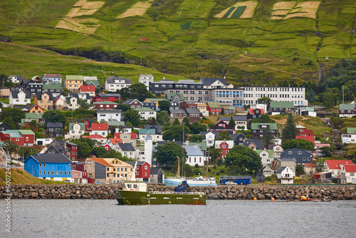 Picturesque colorful village of Vestmanna in Feroe islands. Denmark photo