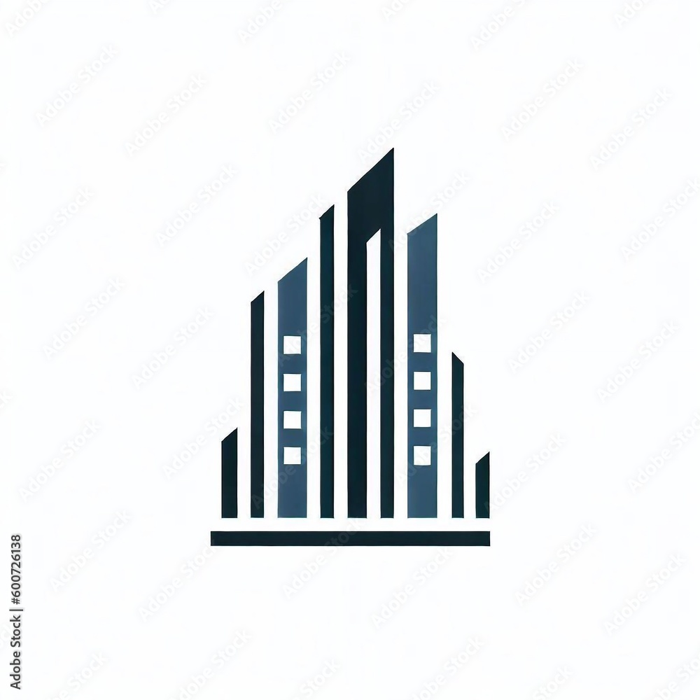 Residential high-rise and skyscraper building symbol logo