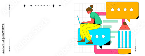 Invite friends to conduct questionnaire survey flat vector concept operation hand drawn illustration
