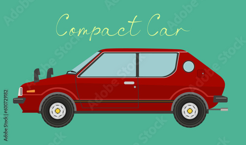 昭和レトロな赤いコンパクトカーのベクターイラスト