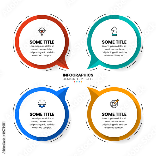Infographic template. 4 speech bubbles pointing at the title
