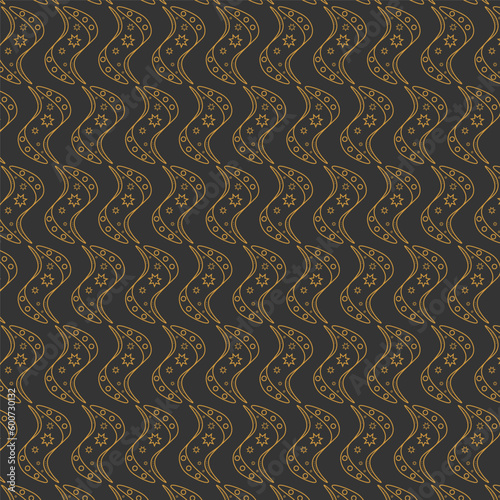 Seamless pattern abstract star  background with elegant golden vector lines