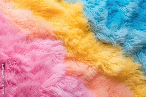 Multicolored fluffy furry surface, generative ai