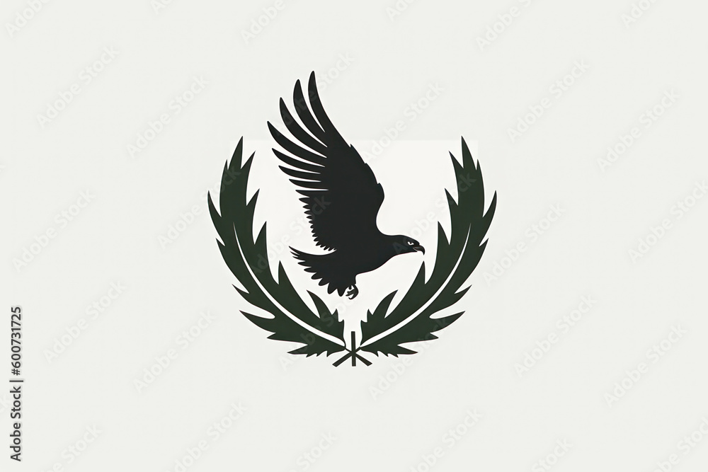 Obraz premium green leaf and flying bird minimalistic logo generative ai