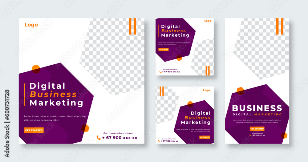 Digital Marketing Agency Social Media Post for Online Marketing Promotion Banner, Story and Web Internet Ads Flyer
