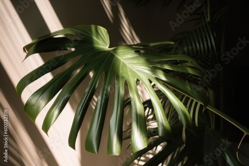 palm leaves background, ai generative