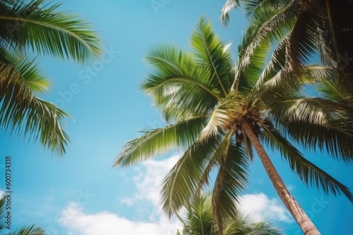 palm tree and blue sky  ai generative