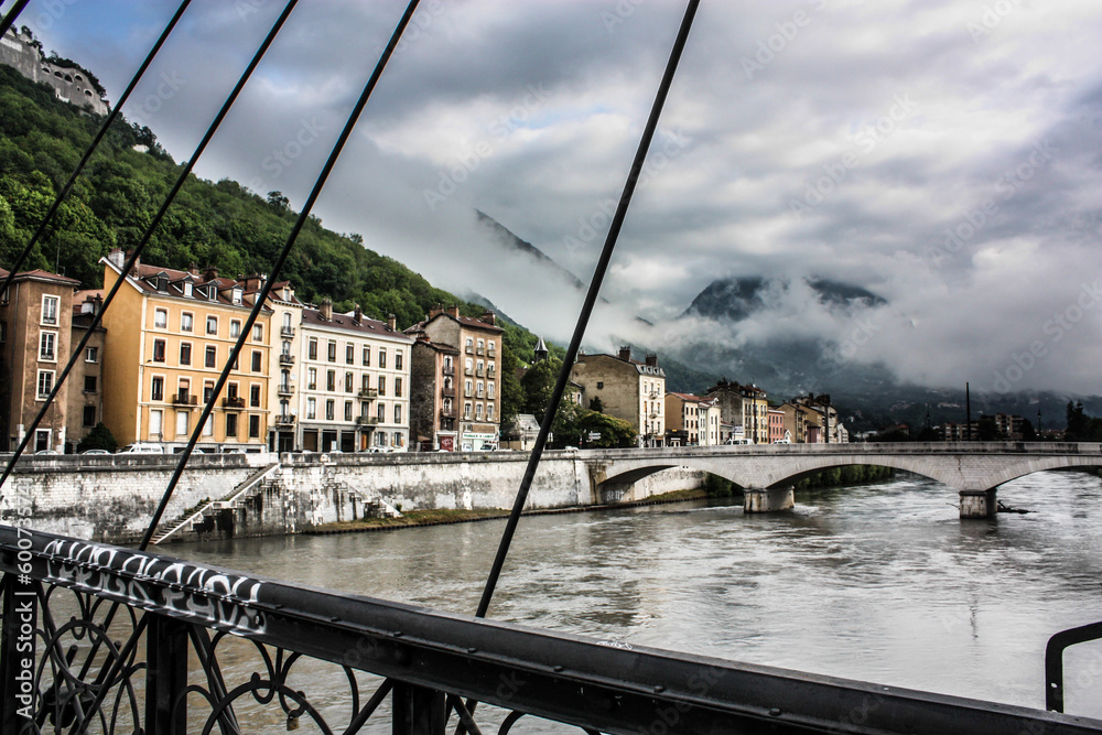 Grenoble Old Bridge Over Isere