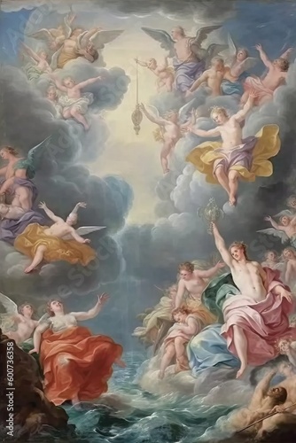 Ancient style master fresco painting, generative ai