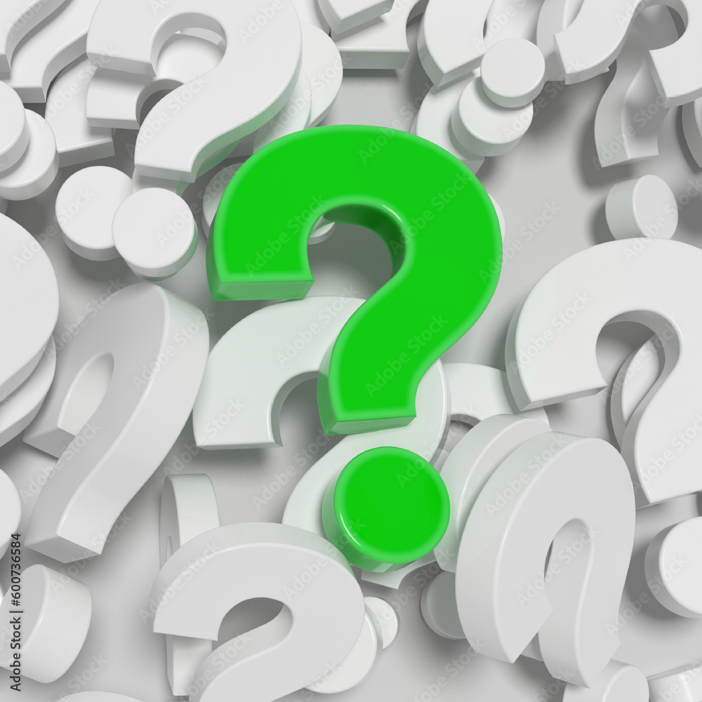 Large pile of white question mark symbols and highlight one red on top. Large pile of white question mark symbols and highlight one red on top.