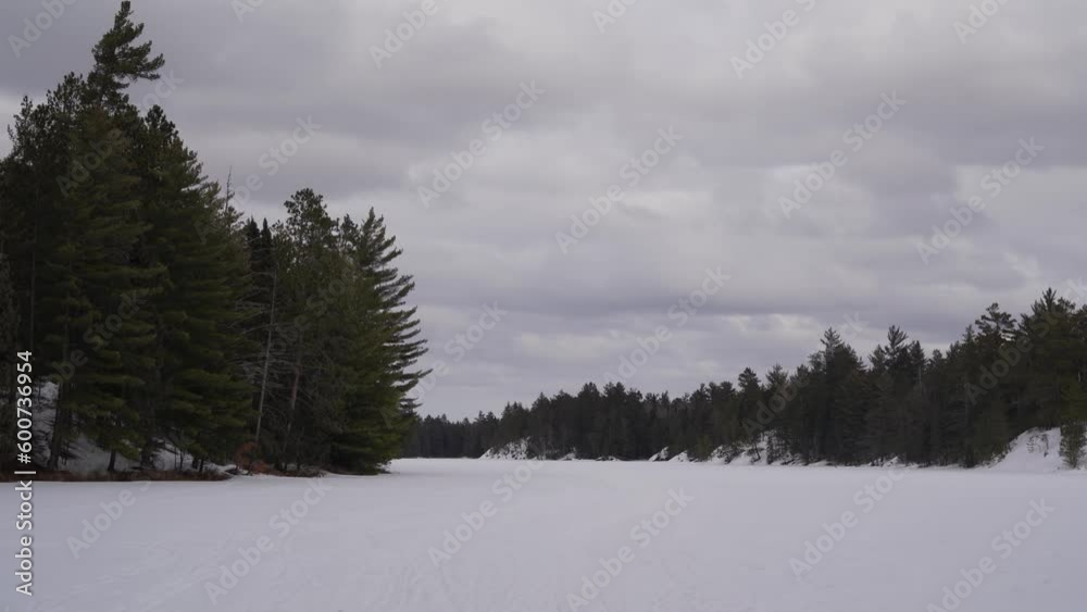 Boundary Waters frozen lake in winter Boundary Waters frozen lake in winter