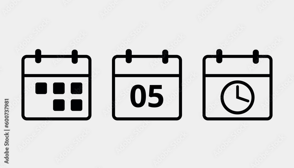 Vector calendar flat icon. Black leaked isolated illustration for graphic and web design. Day 05. Vector calendar flat icon. Black leaked isolated illustration for graphic and web design. Day 05.