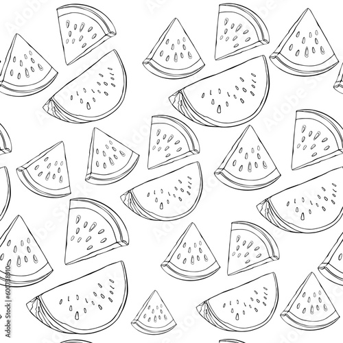 seamless pattern with painted watermelon