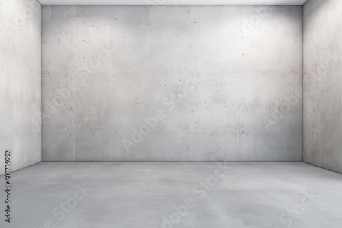 A concrete wall with a white ceiling and a gray floor. Generative AI