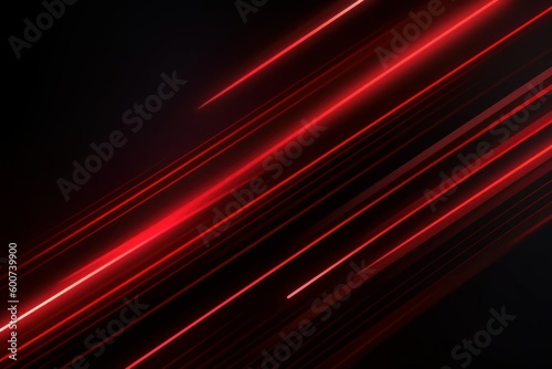 Glowing digital red lines banner, abstract lines. Generative AI