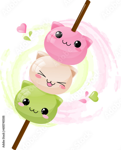 Cute kawaii hanami dango
