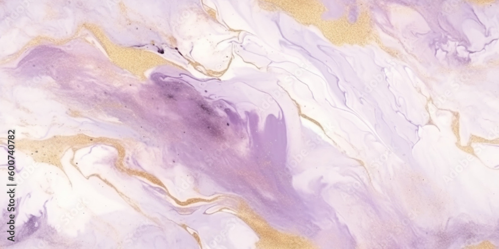 Fototapeta premium Luxurious Gold and Purple Marble Ink Abstract Art for Abstract Background from Exquisite Original Painting, with Smooth Marble Pattern of Ombre Alcohol Ink, and Pink, Lilac Abstract Watercolor