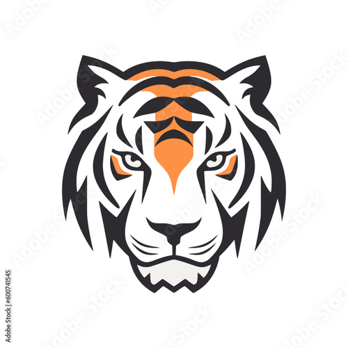 Tiger head vector logo or icon template. Vector illustration of tiger head in flat style