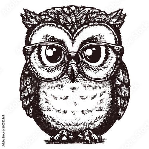 cute owl wearing glasses illustration