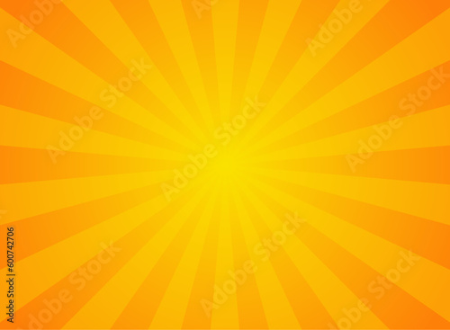 Sun ray vector background. Orange sunburst illustration