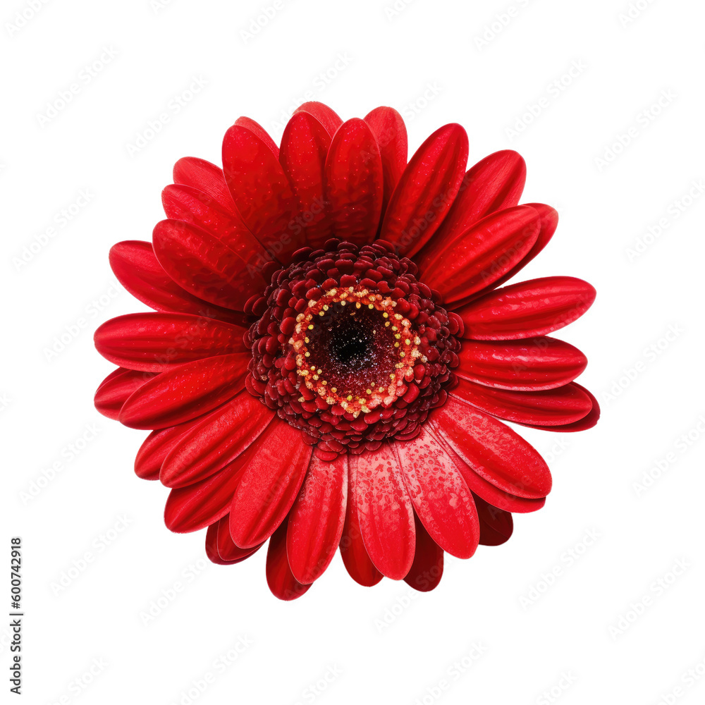 Red gerbera flower isolated on white background. Created with Generative AI tools