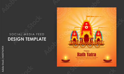Vector illustration of Happy Rath Yatra social media story feed mockup template