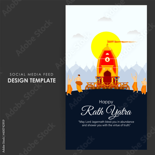 Vector illustration of Happy Rath Yatra social media story feed mockup template