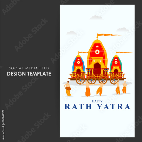 Vector illustration of Happy Rath Yatra social media story feed mockup template