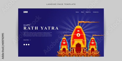 Vector illustration of Happy Rath Yatra Website landing page banner mockup Template