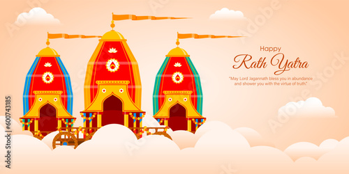 Vector illustration of Happy Rath Yatra social media story feed mockup template
