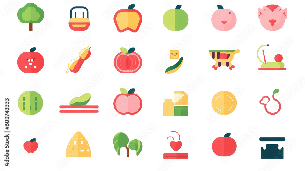 set of fruit icons. Generative AI