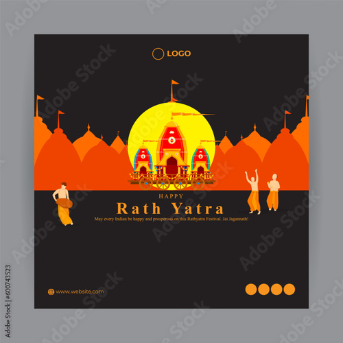 Vector illustration of Happy Rath Yatra social media story feed mockup template