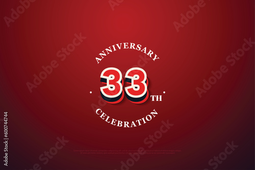 33rd anniversary with numbers illustration on colorful background