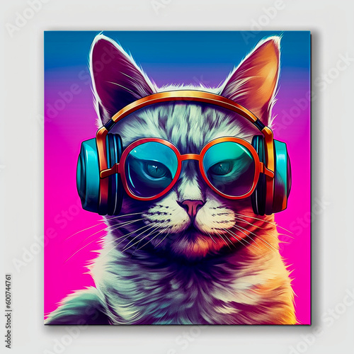 cat with headphones © m.fedotov