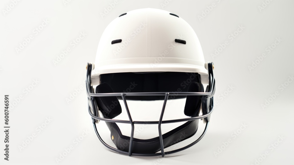 Fototapeta premium Cricket helmet isolated on white background. Generative AI