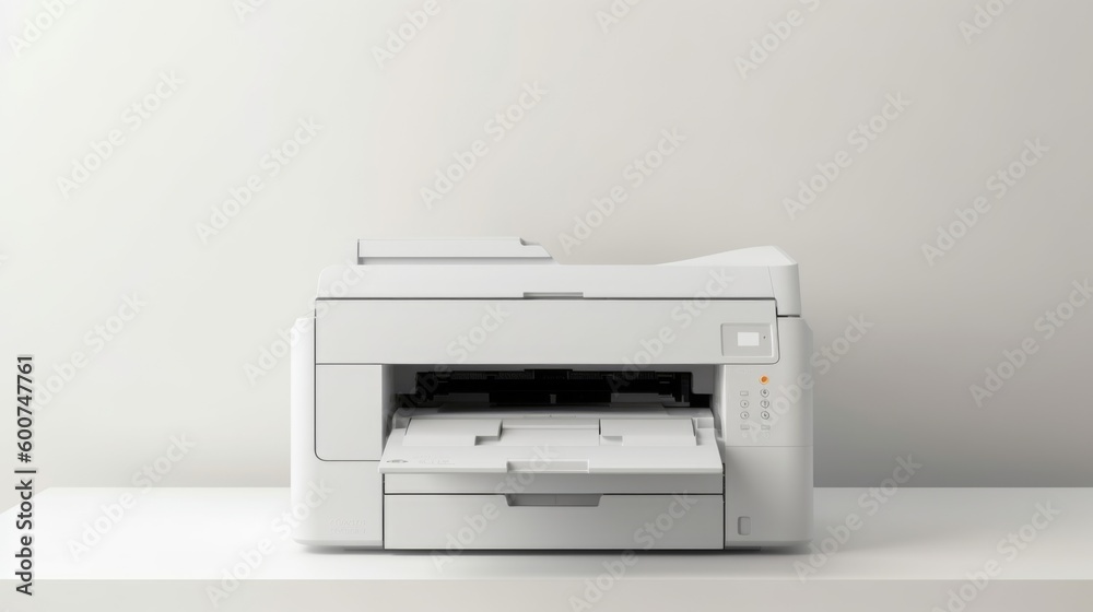 Printer isolated on white background. Generative AI Printer isolated on white background. Generative AI