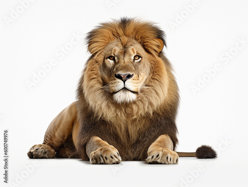 Generative IA illustration of a african adult lion isolated on white